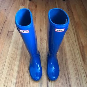 Hunter Rain Boots Blue Tall Gloss